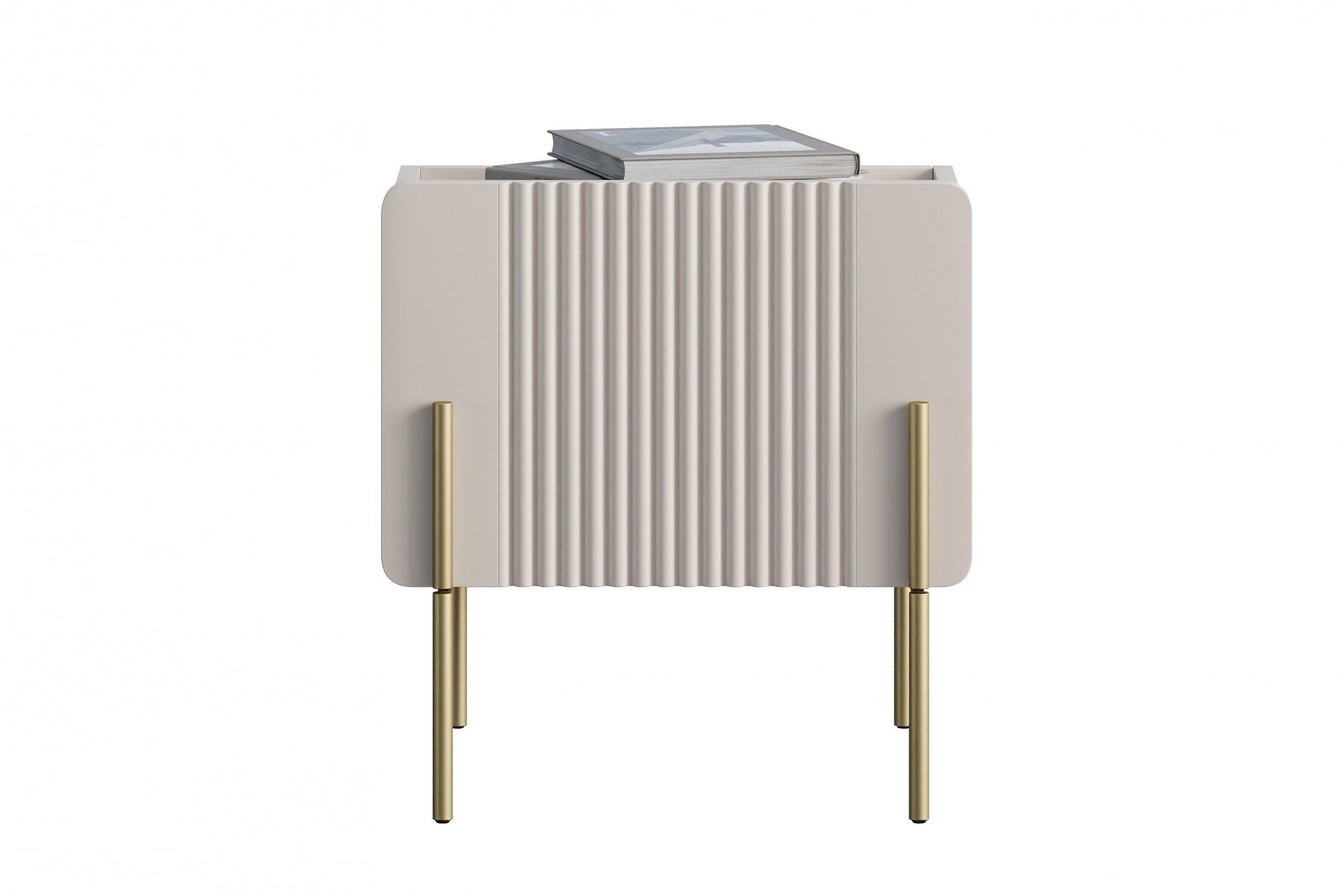 Comodino 1 cassetto con piede in metallo cashmere Miami 45x50 cm