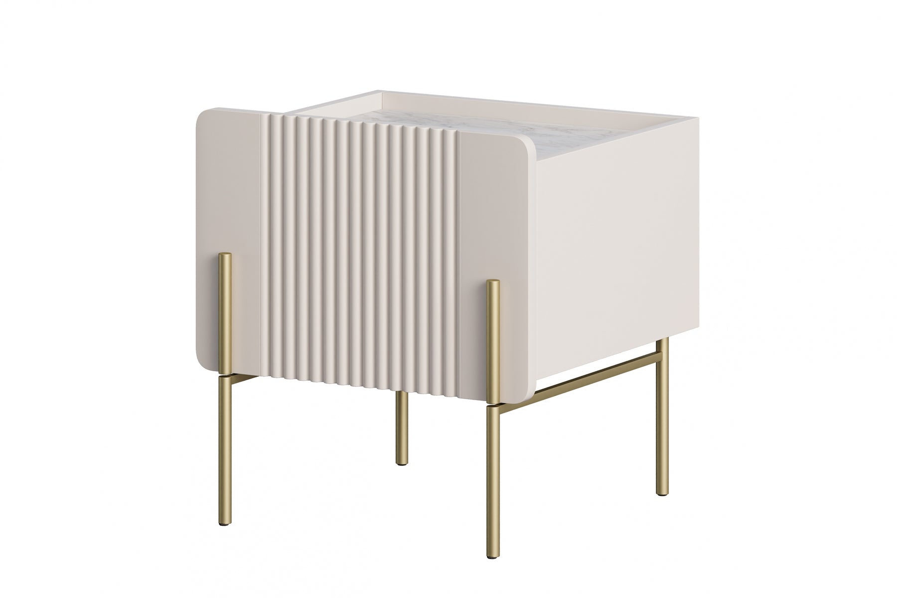 Comodino 1 cassetto con piede in metallo cashmere Miami 45x50 cm
