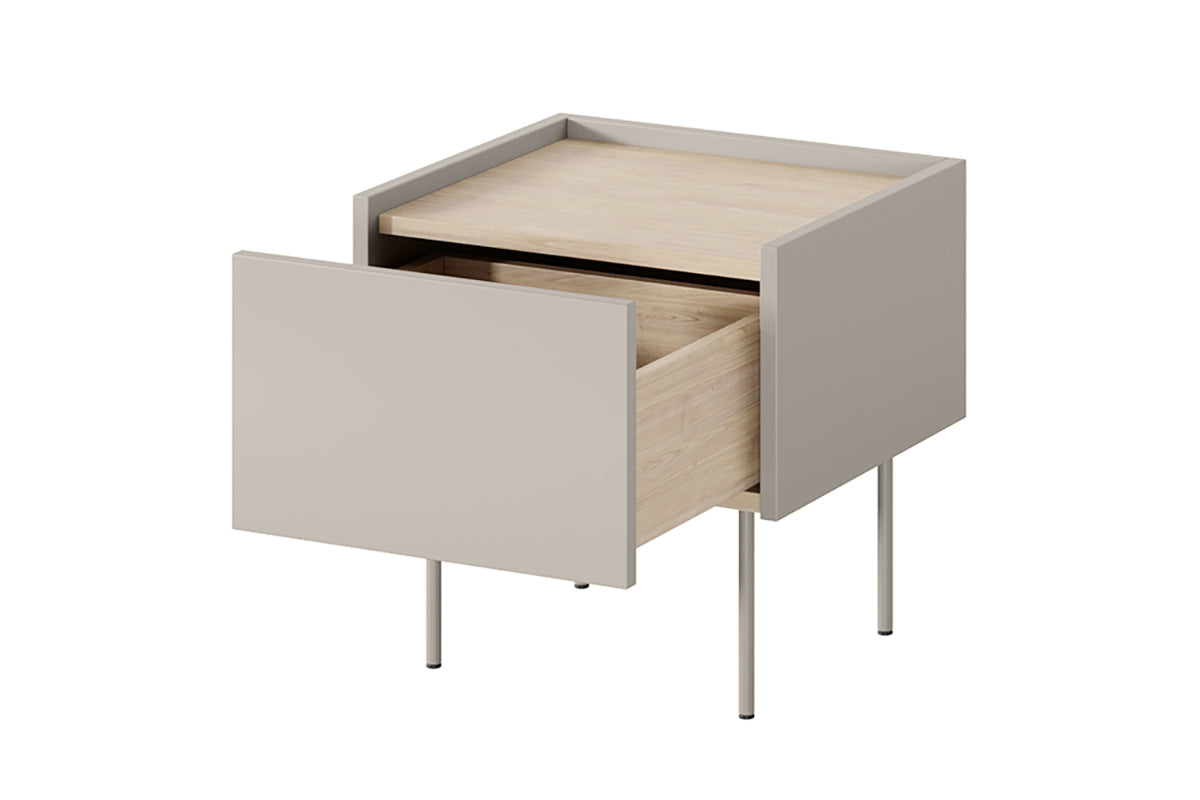 Comodino 1 cassetto con piede in metallo Mars 45x45 cm