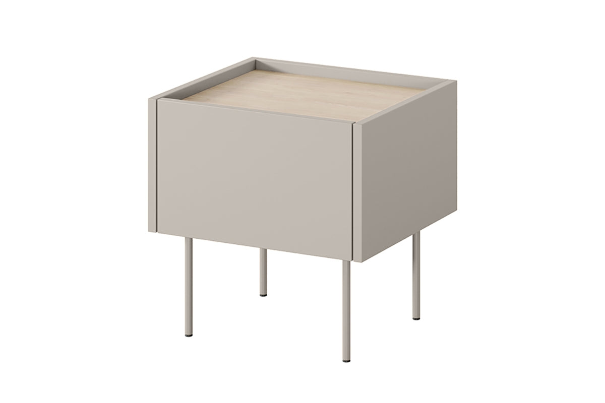 Comodino 1 cassetto con piede in metallo Mars 45x45 cm