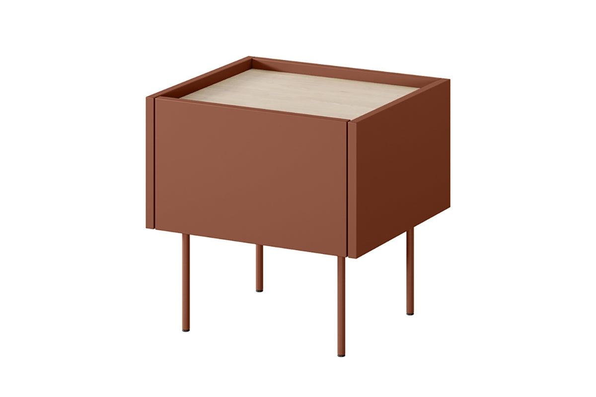Comodino 1 cassetto con piede in metallo Mars 45x45 cm