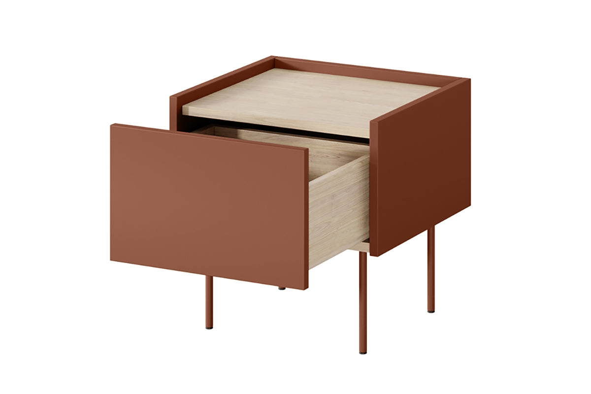 Comodino 1 cassetto con piede in metallo Mars 45x45 cm