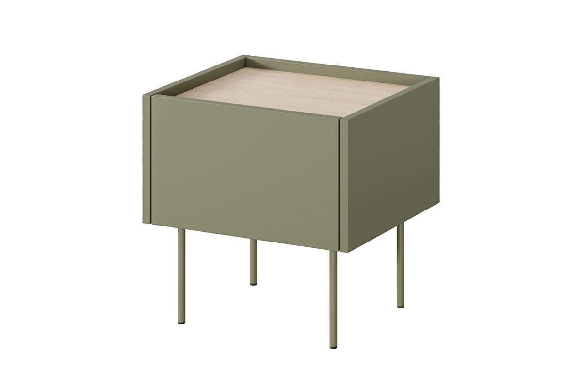 Comodino 1 cassetto con piede in metallo Mars 45x45 cm