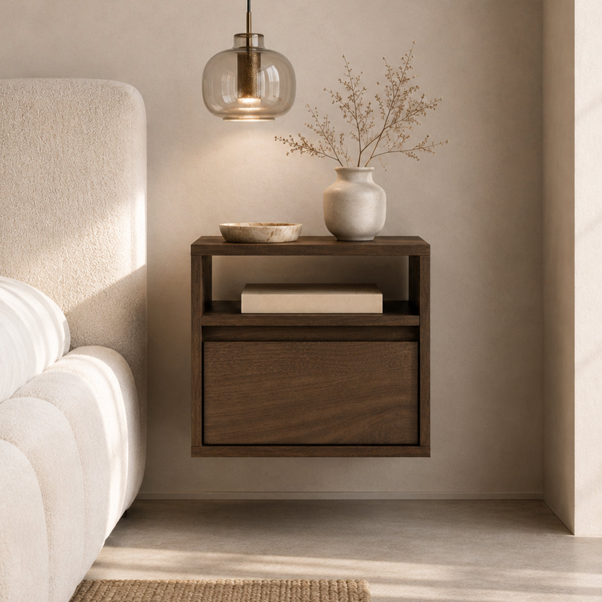 Comodino sospeso 1 cassetto in legno laminato Enha 40 x 37 cm
