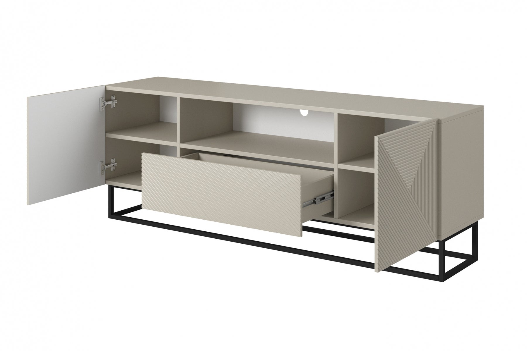 Mobile TV 2 ante 1 cassetto in legno laminato con piede in metallo Asha 167x40 cm