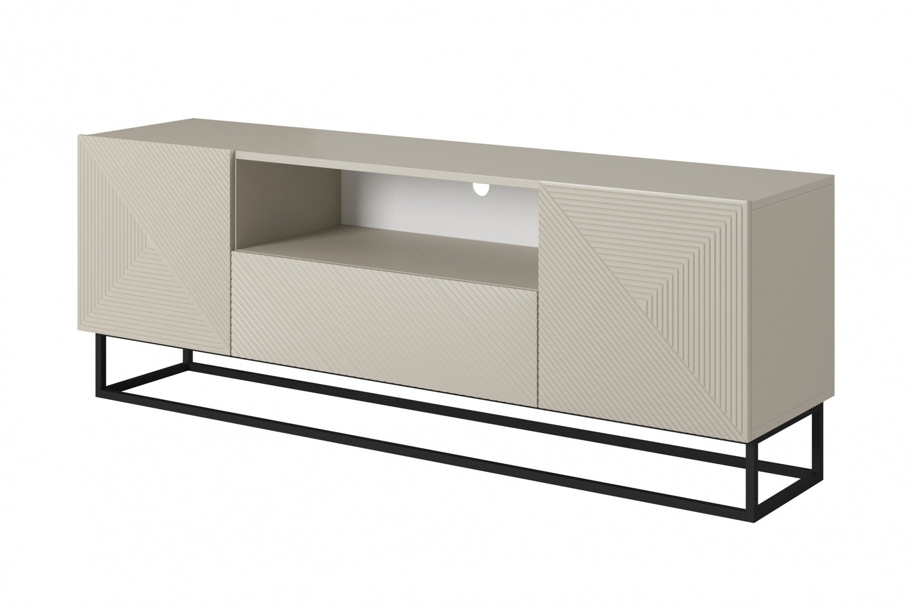 Mobile TV 2 ante 1 cassetto in legno laminato con piede in metallo Asha 167x40 cm