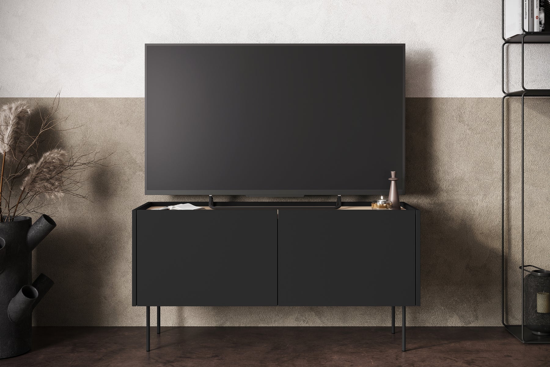 Mobile TV 2 ante 1 cassetto con piede in metallo Mars 120x60 cm