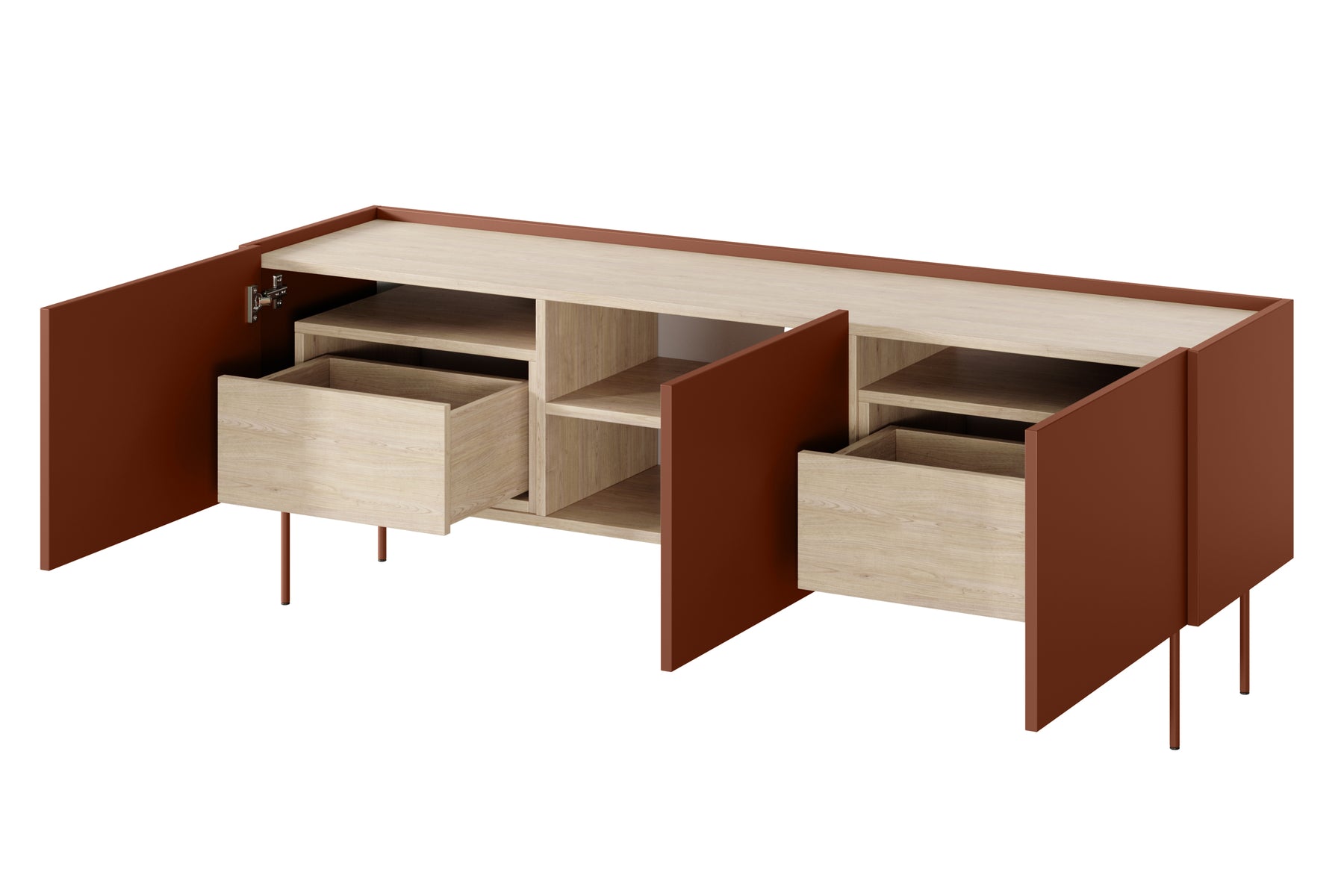 Mobile TV 3 ante 2 cassetti con piede in metallo Mars 170x60 cm