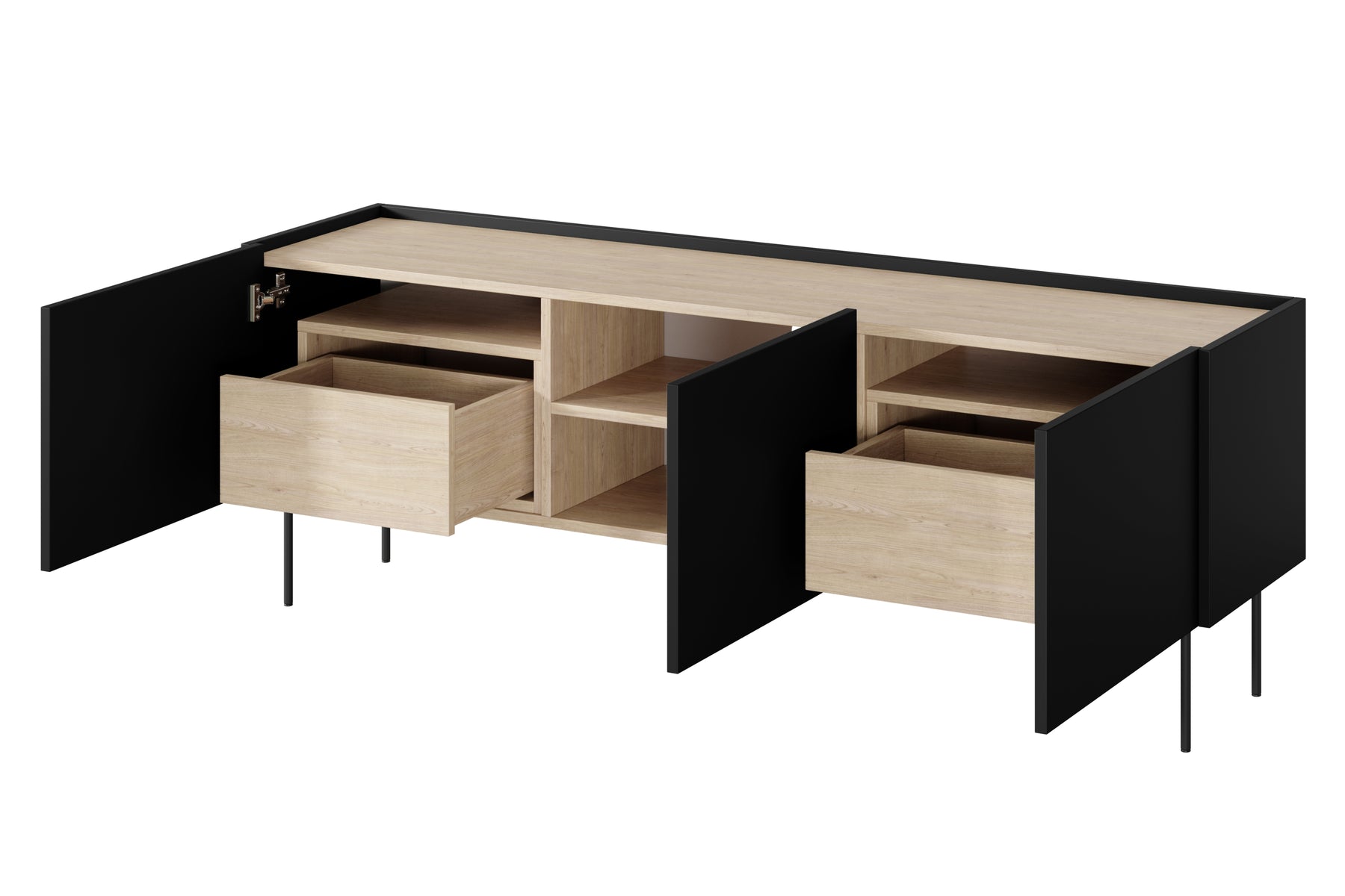 Mobile TV 3 ante 2 cassetti con piede in metallo Mars 170x60 cm