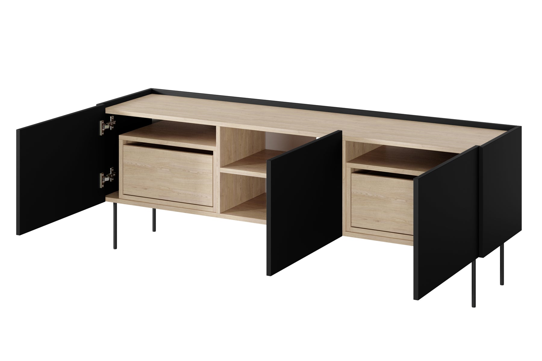 Mobile TV 3 ante 2 cassetti con piede in metallo Mars 170x60 cm