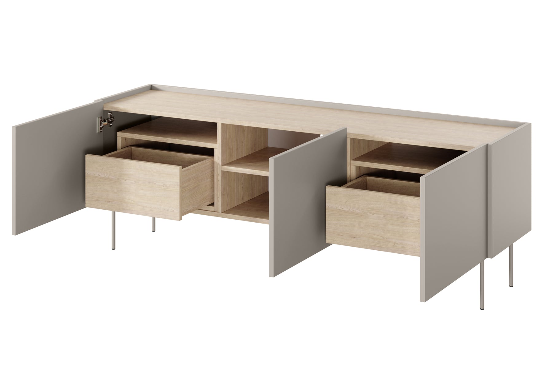 Mobile TV 3 ante 2 cassetti con piede in metallo Mars 170x60 cm