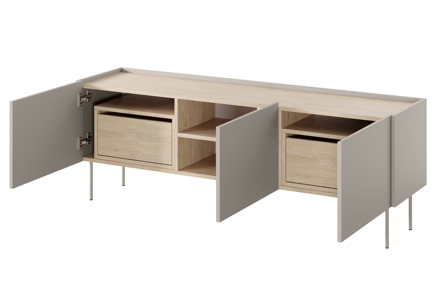 Mobile TV 3 ante 2 cassetti con piede in metallo Mars 170x60 cm