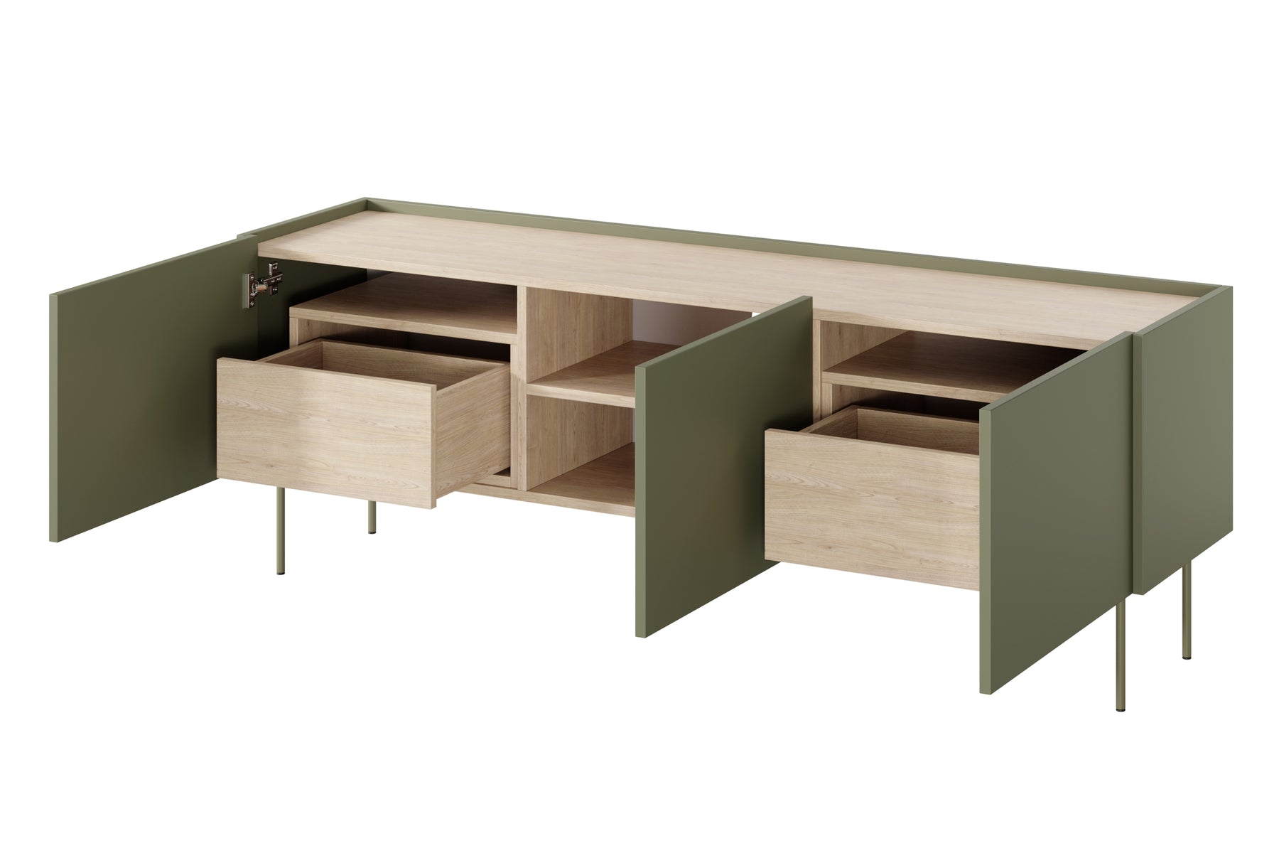 Mobile TV 3 ante 2 cassetti con piede in metallo Mars 170x60 cm