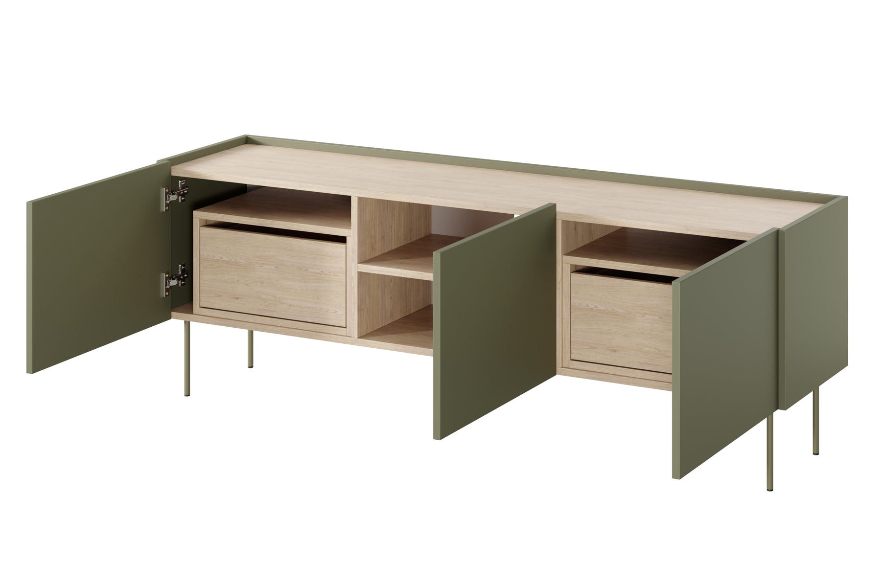 Mobile TV 3 ante 2 cassetti con piede in metallo Mars 170x60 cm
