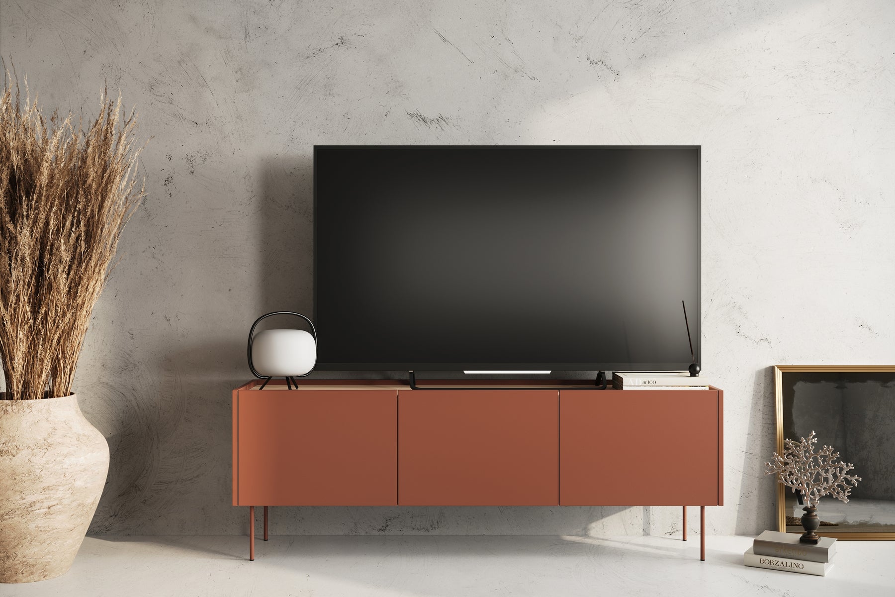 Mobile TV 3 ante 1 cassetto con piede in metallo Mars 170x60 cm