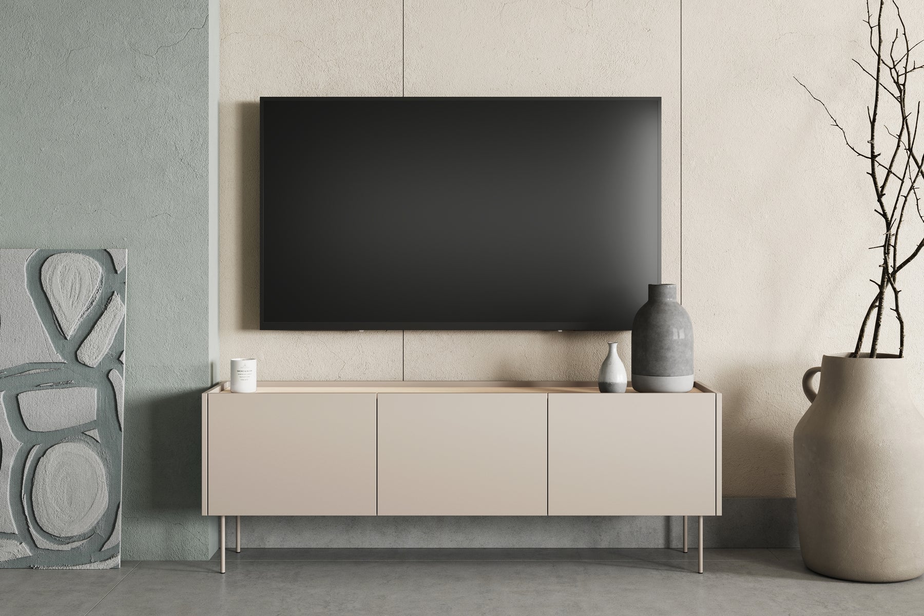 Mobile TV 3 ante 1 cassetto con piede in metallo Mars 170x60 cm