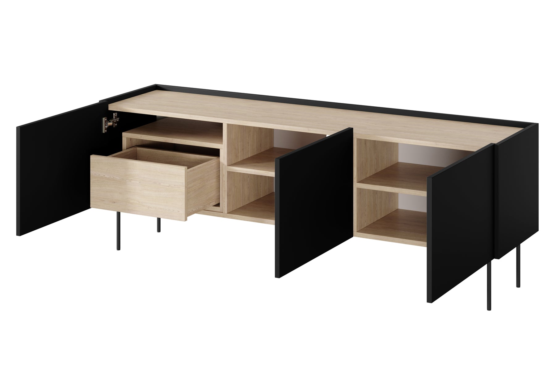 Mobile TV 3 ante 1 cassetto con piede in metallo Mars 170x60 cm