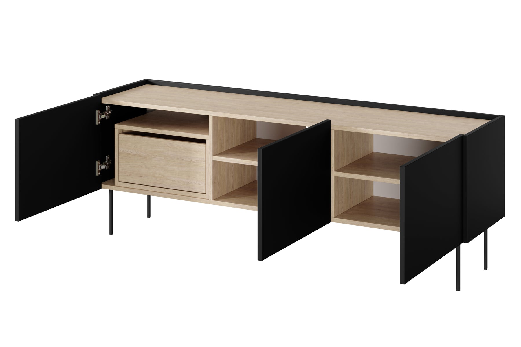 Mobile TV 3 ante 1 cassetto con piede in metallo Mars 170x60 cm