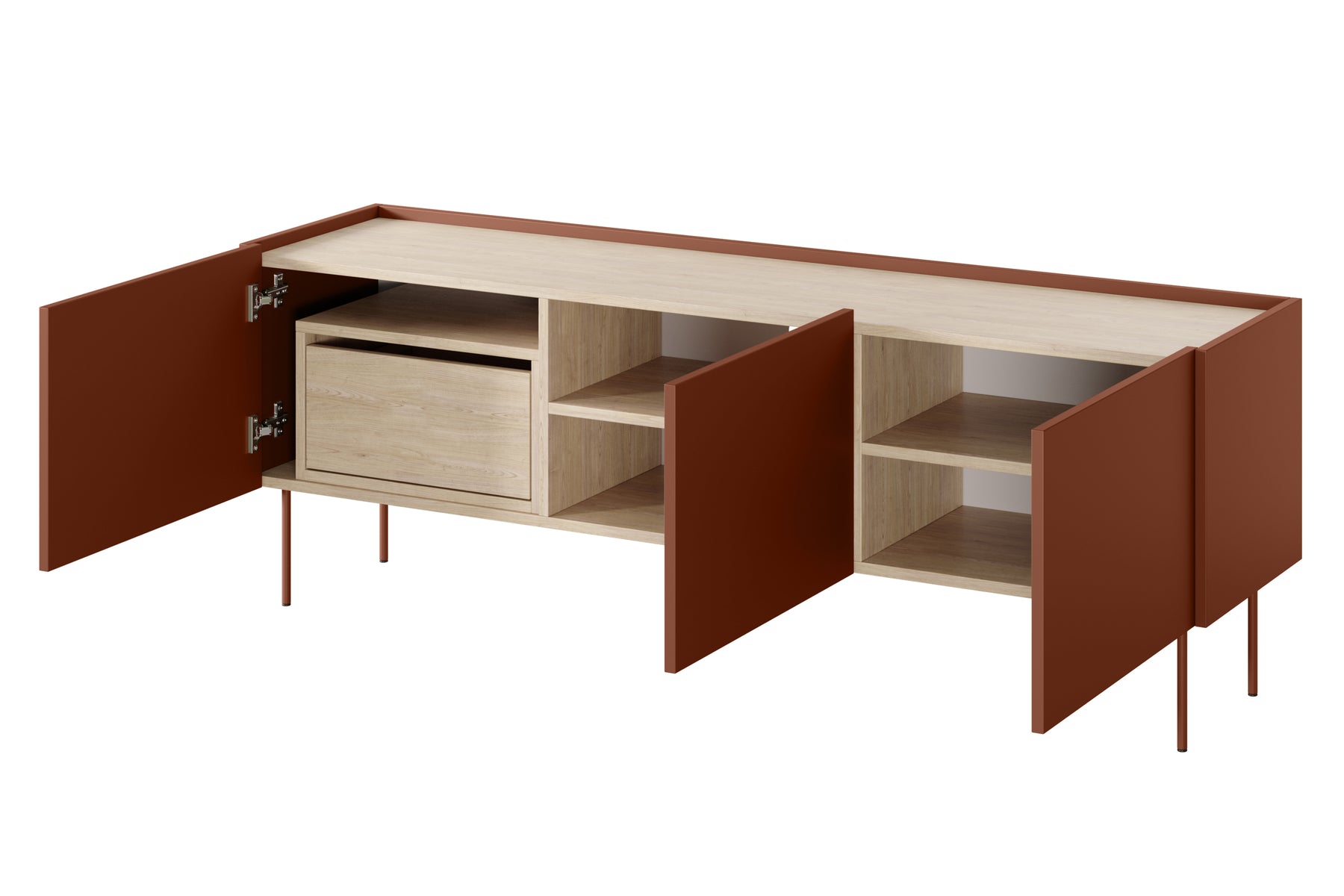 Mobile TV 3 ante 1 cassetto con piede in metallo Mars 170x60 cm