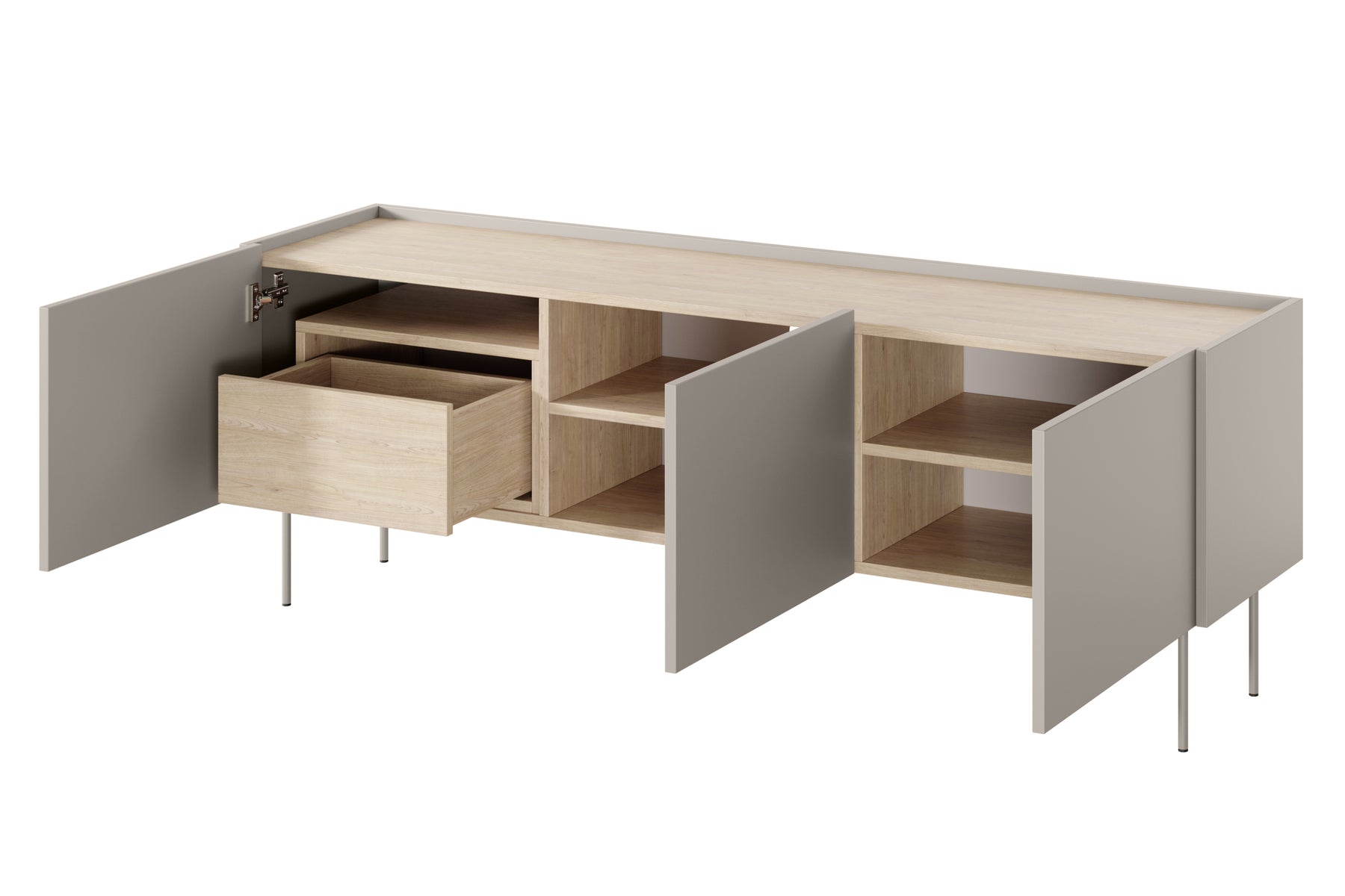 Mobile TV 3 ante 1 cassetto con piede in metallo Mars 170x60 cm