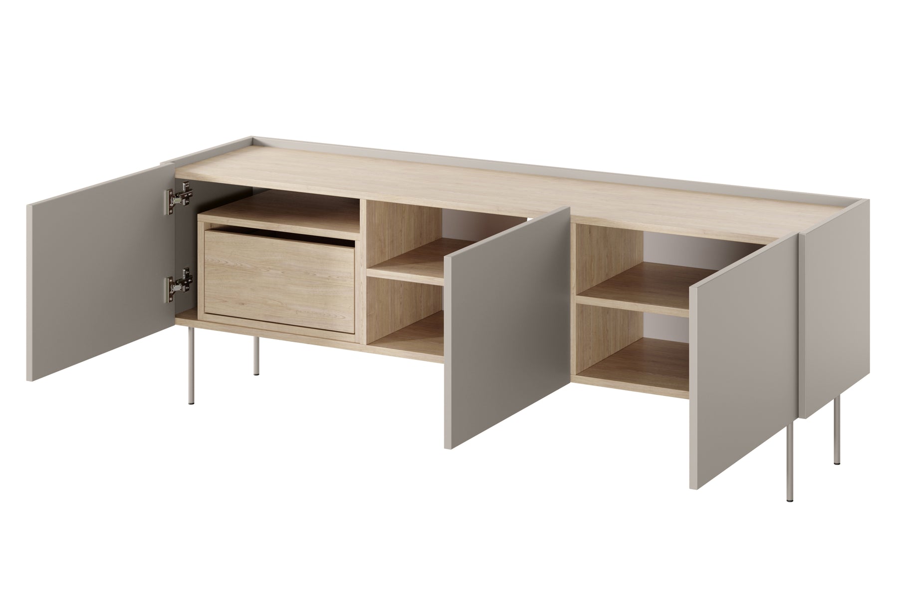 Mobile TV 3 ante 1 cassetto con piede in metallo Mars 170x60 cm
