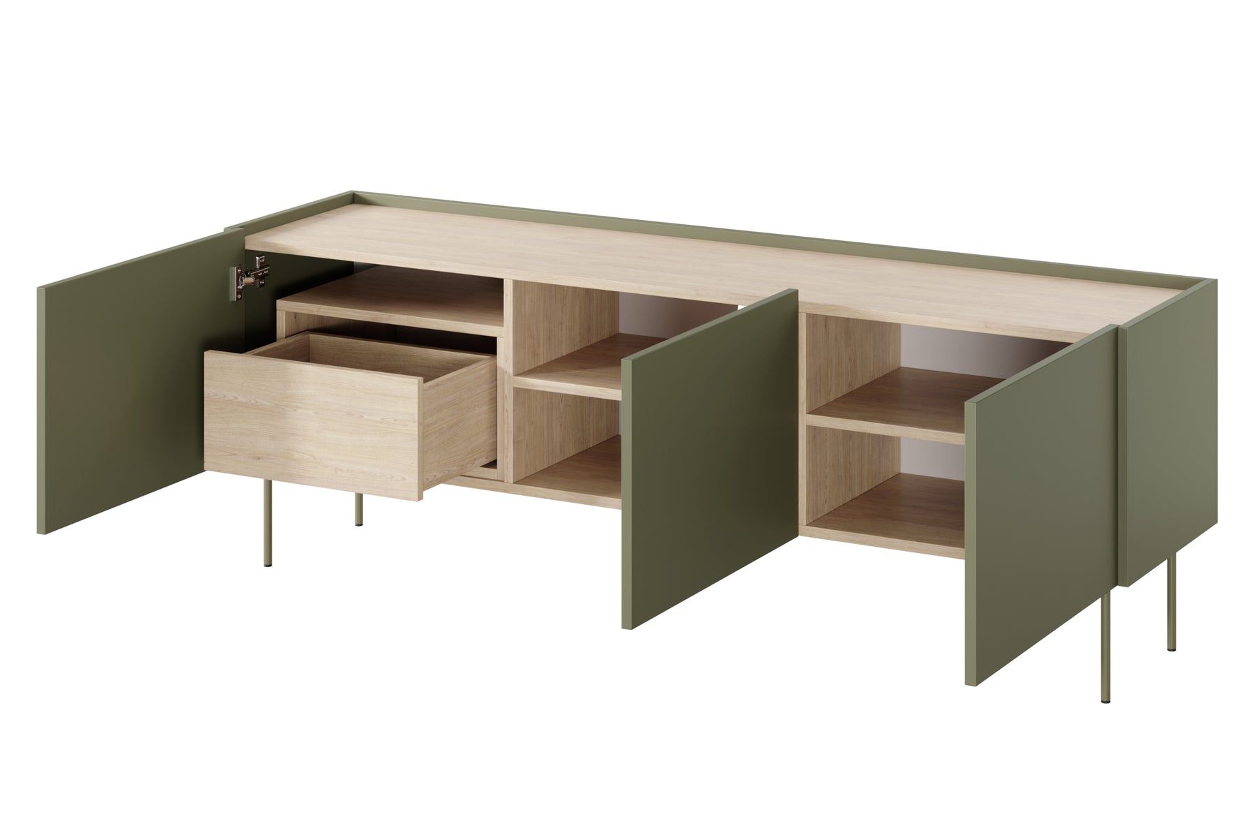 Mobile TV 3 ante 1 cassetto con piede in metallo Mars 170x60 cm