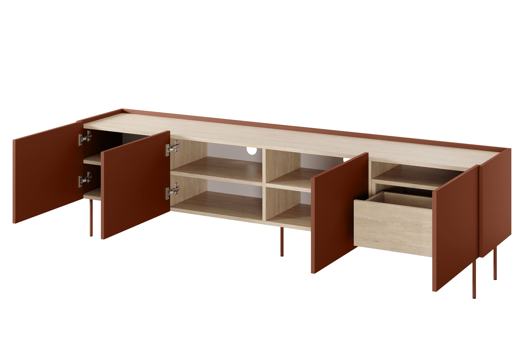 Mobile TV 4 ante 1 cassetto con piede in metallo Mars 220x60 cm