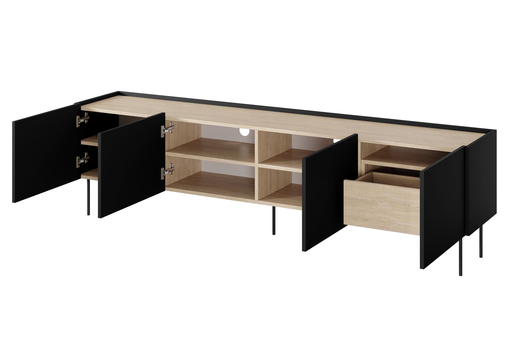 Mobile TV 4 ante 1 cassetto con piede in metallo Mars 220x60 cm