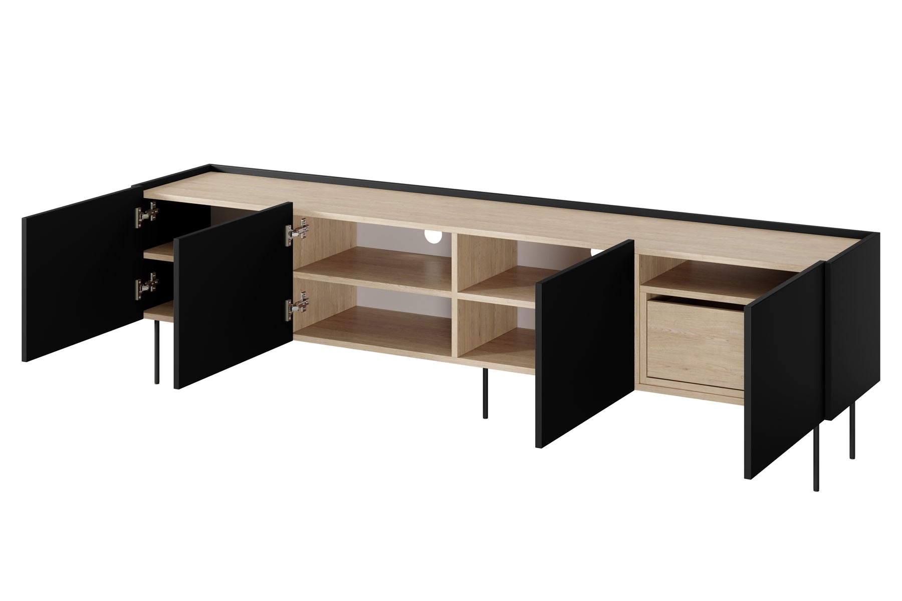 Mobile TV 4 ante 1 cassetto con piede in metallo Mars 220x60 cm