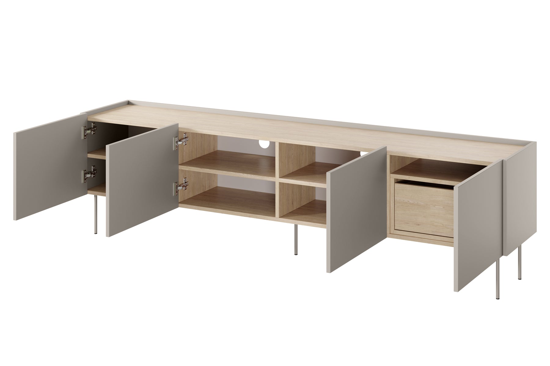 Mobile TV 4 ante 1 cassetto con piede in metallo Mars 220x60 cm