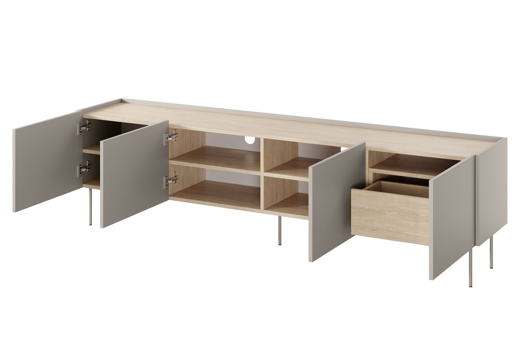 Mobile TV 4 ante 1 cassetto con piede in metallo Mars 220x60 cm