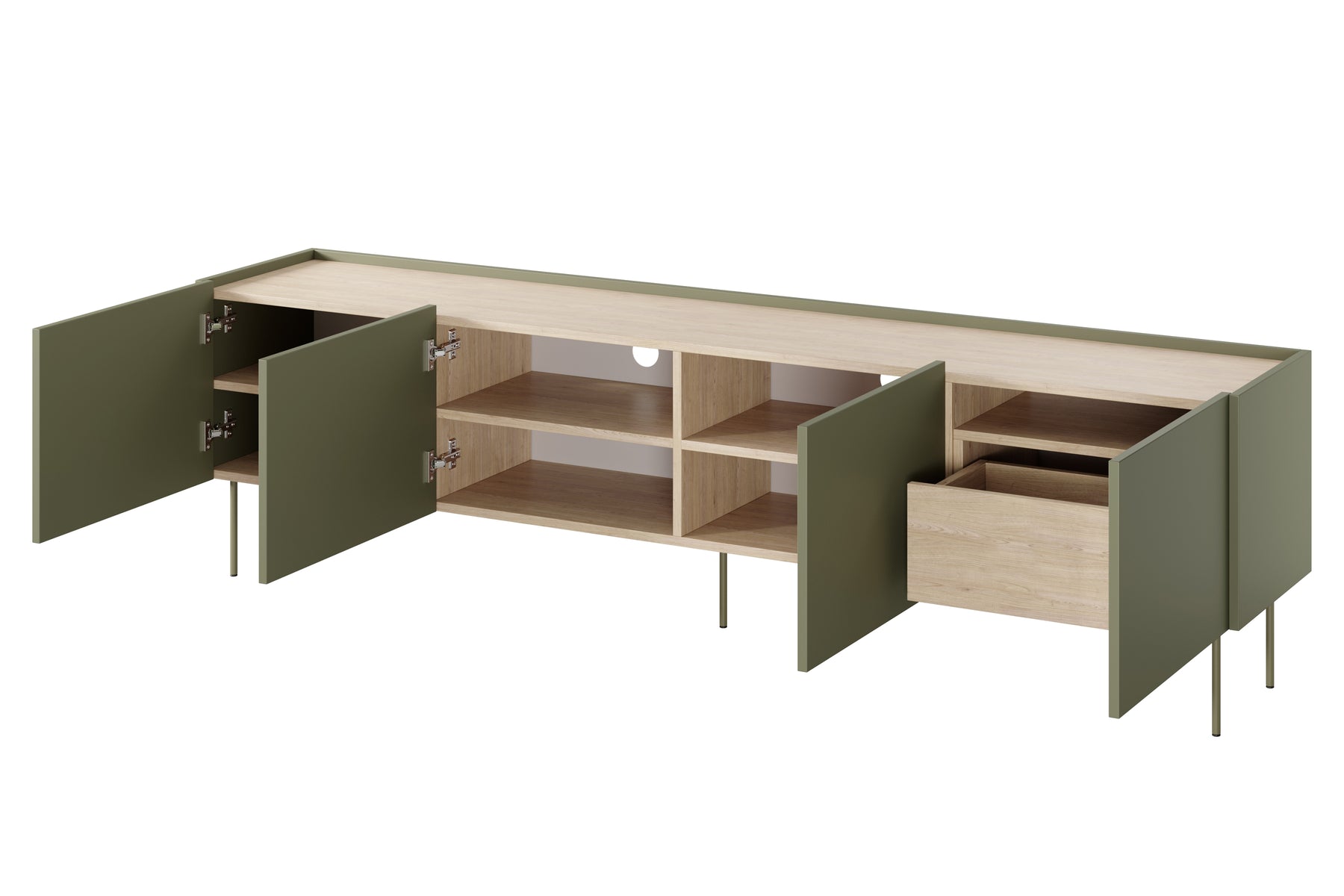 Mobile TV 4 ante 1 cassetto con piede in metallo Mars 220x60 cm