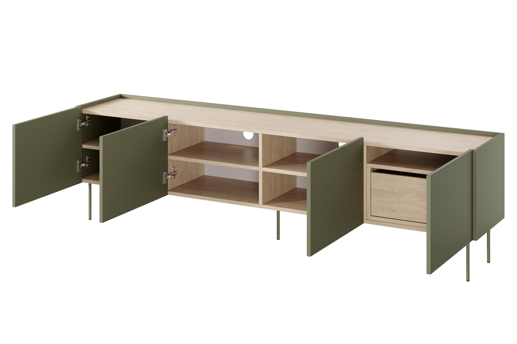 Mobile TV 4 ante 1 cassetto con piede in metallo Mars 220x60 cm