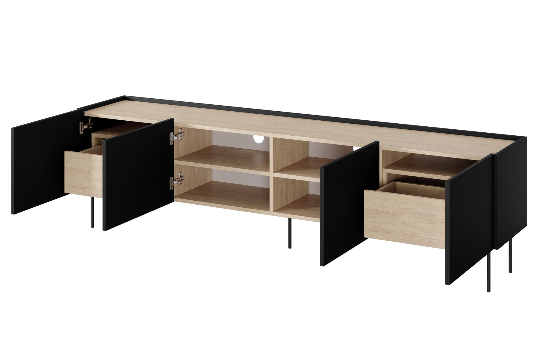 Mobile TV 4 ante 2 cassetti con piede in metallo Mars 220x60 cm