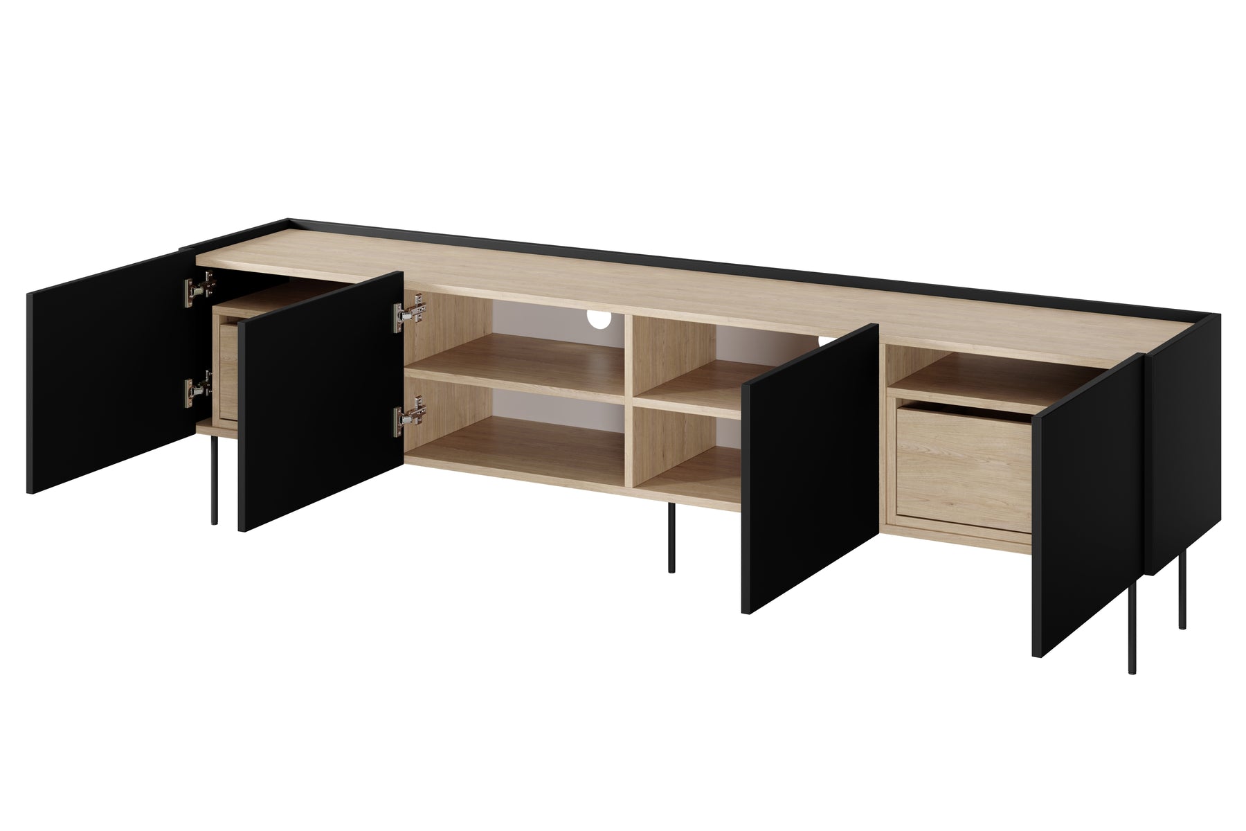 Mobile TV 4 ante 2 cassetti con piede in metallo Mars 220x60 cm