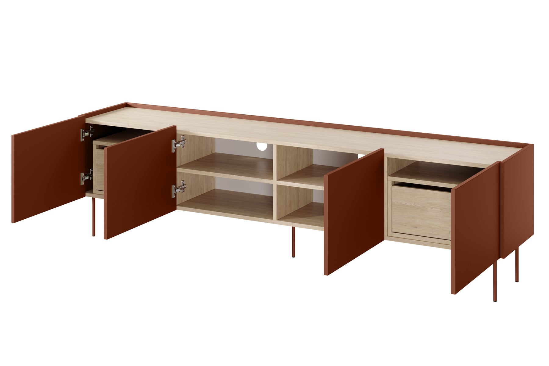 Mobile TV 4 ante 2 cassetti con piede in metallo Mars 220x60 cm