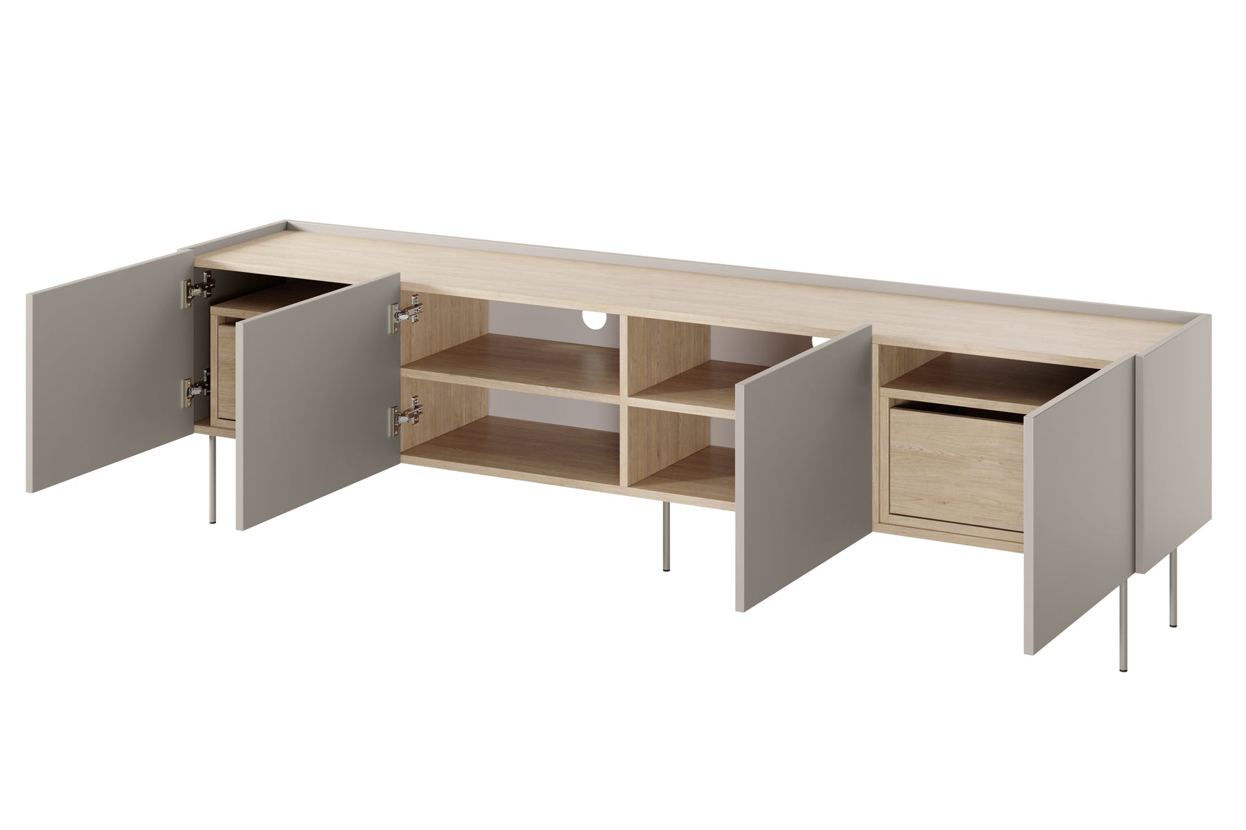 Mobile TV 4 ante 2 cassetti con piede in metallo Mars 220x60 cm