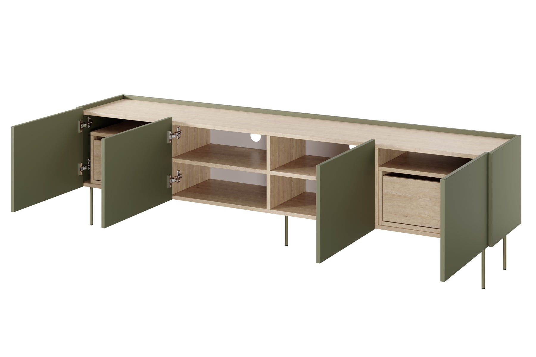 Mobile TV 4 ante 2 cassetti con piede in metallo Mars 220x60 cm
