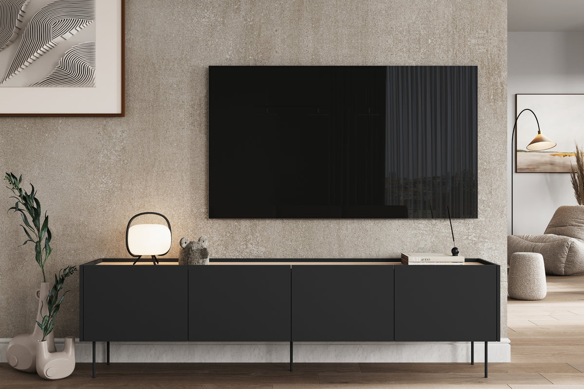 Mobile TV 4 ante 1 cassetto con piede in metallo Mars 220x60 cm