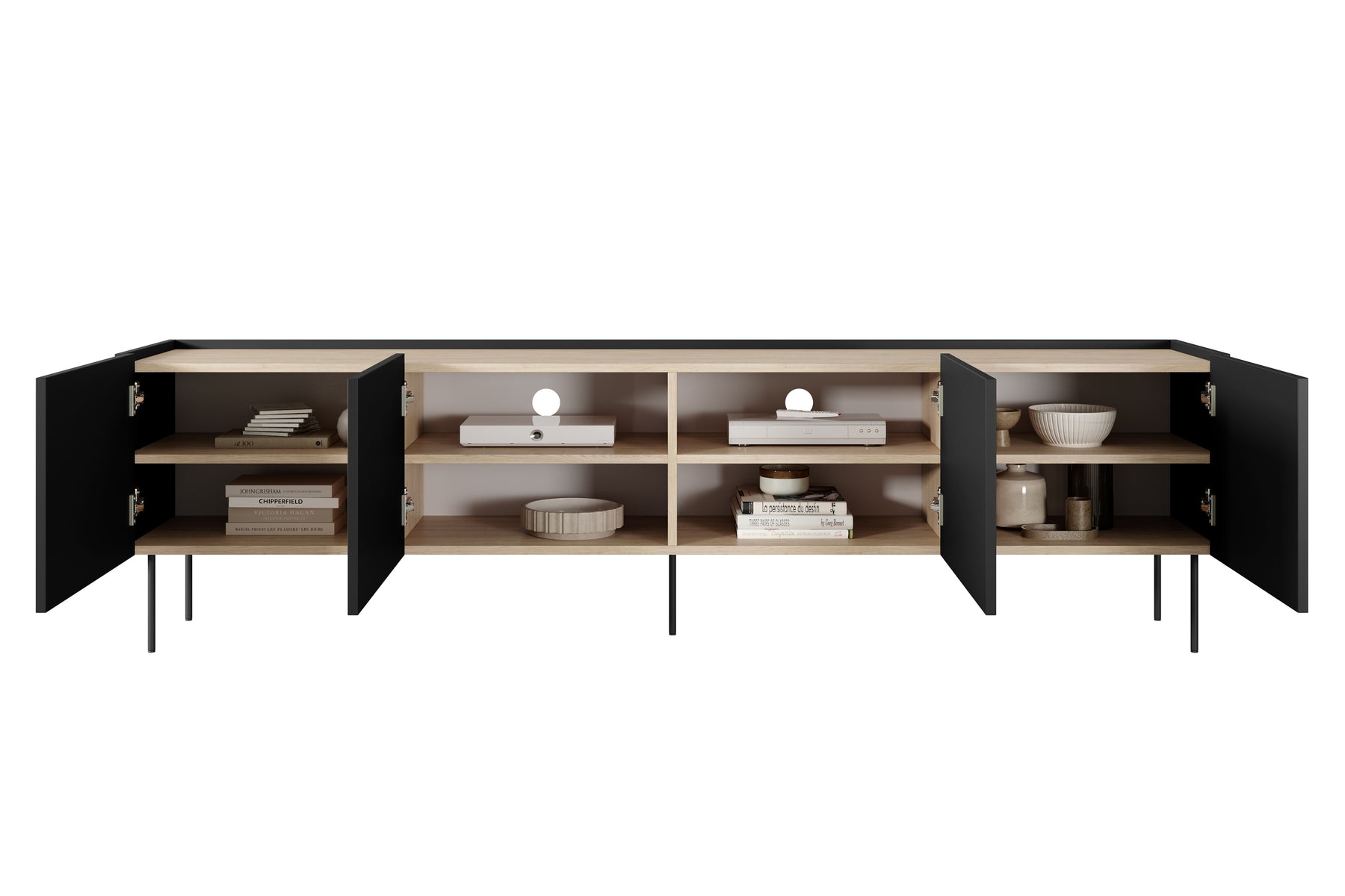 Mobile TV 4 ante con piede in metallo Mars 220x60 cm