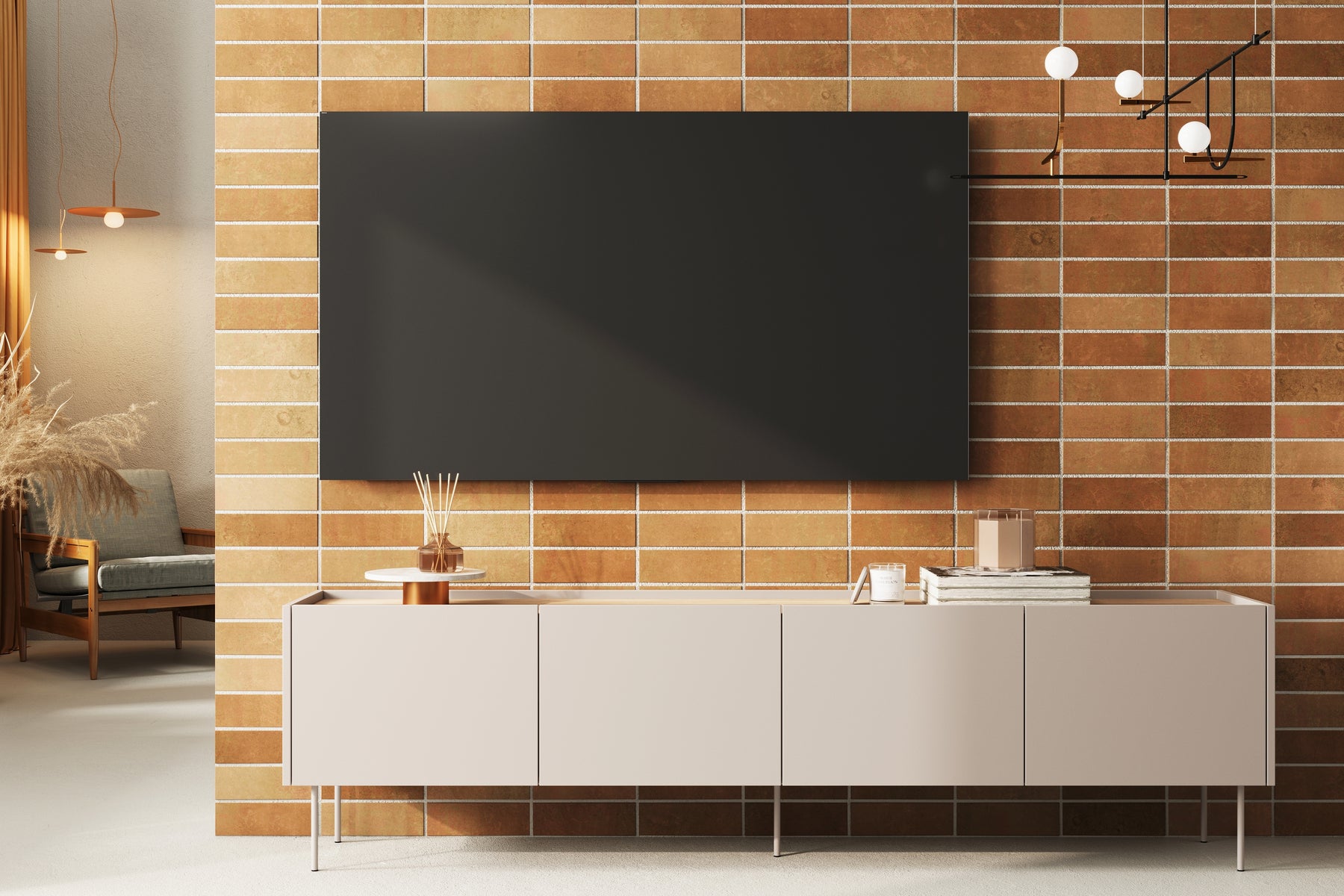 Mobile TV 4 ante 1 cassetto con piede in metallo Mars 220x60 cm