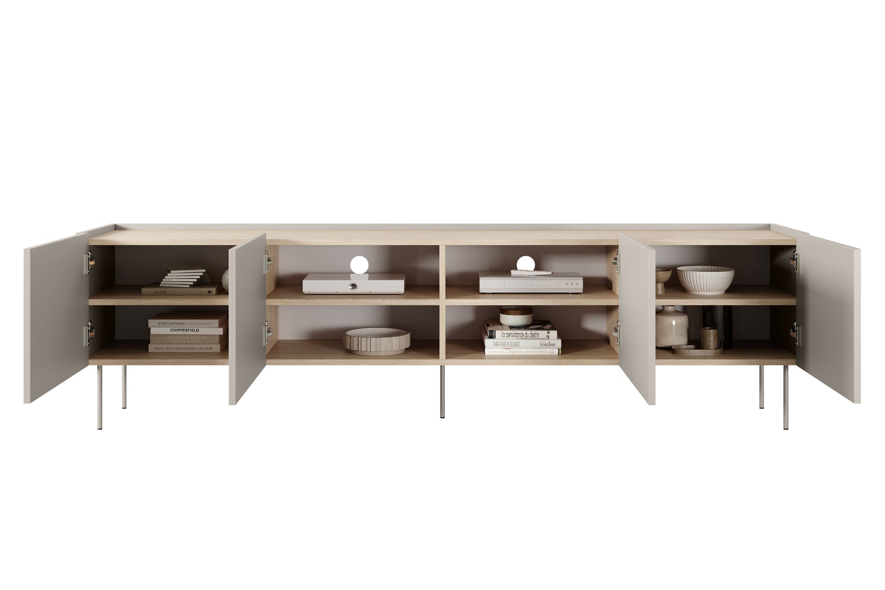 Mobile TV 4 ante con piede in metallo Mars 220x60 cm