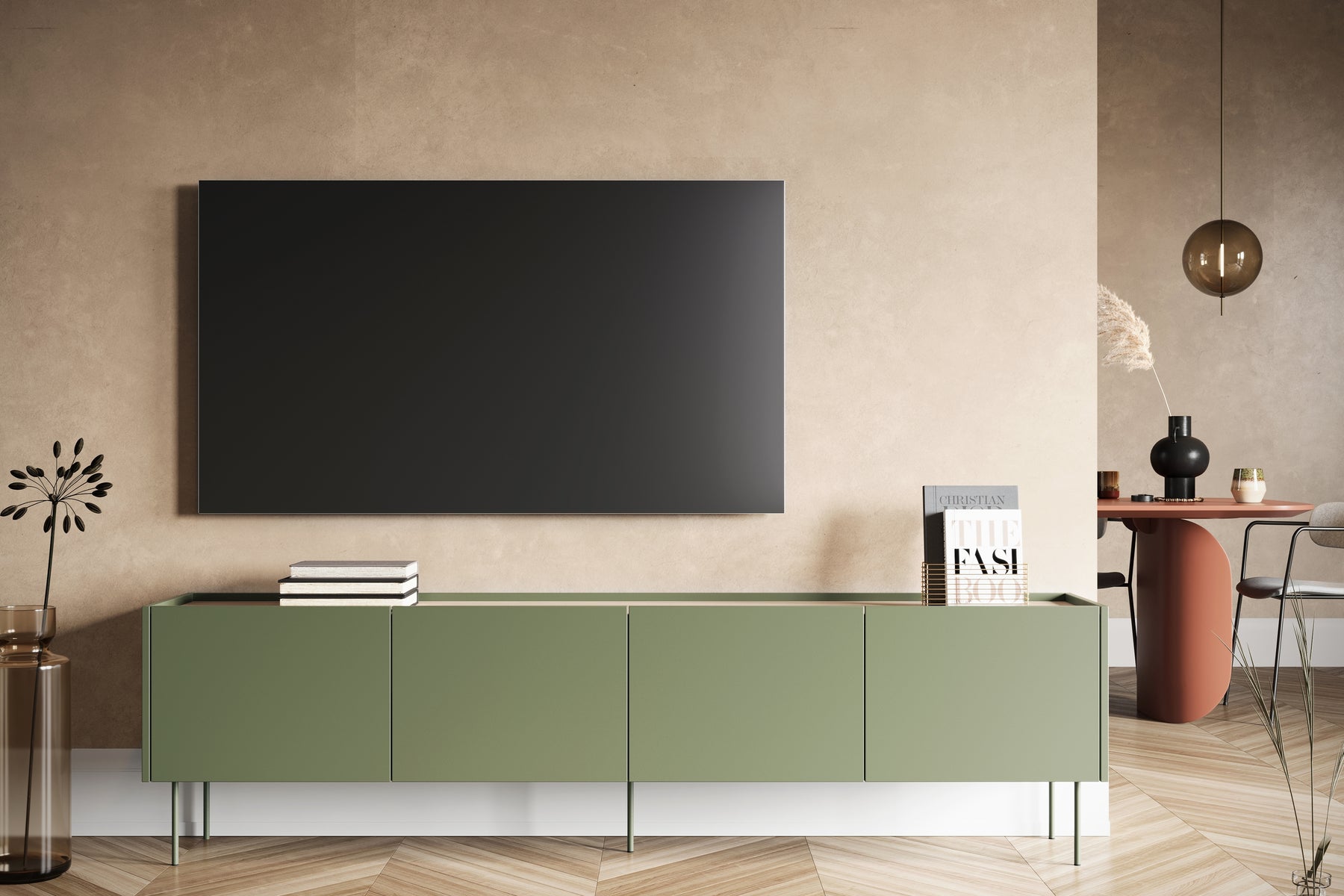 Mobile TV 4 ante 1 cassetto con piede in metallo Mars 220x60 cm