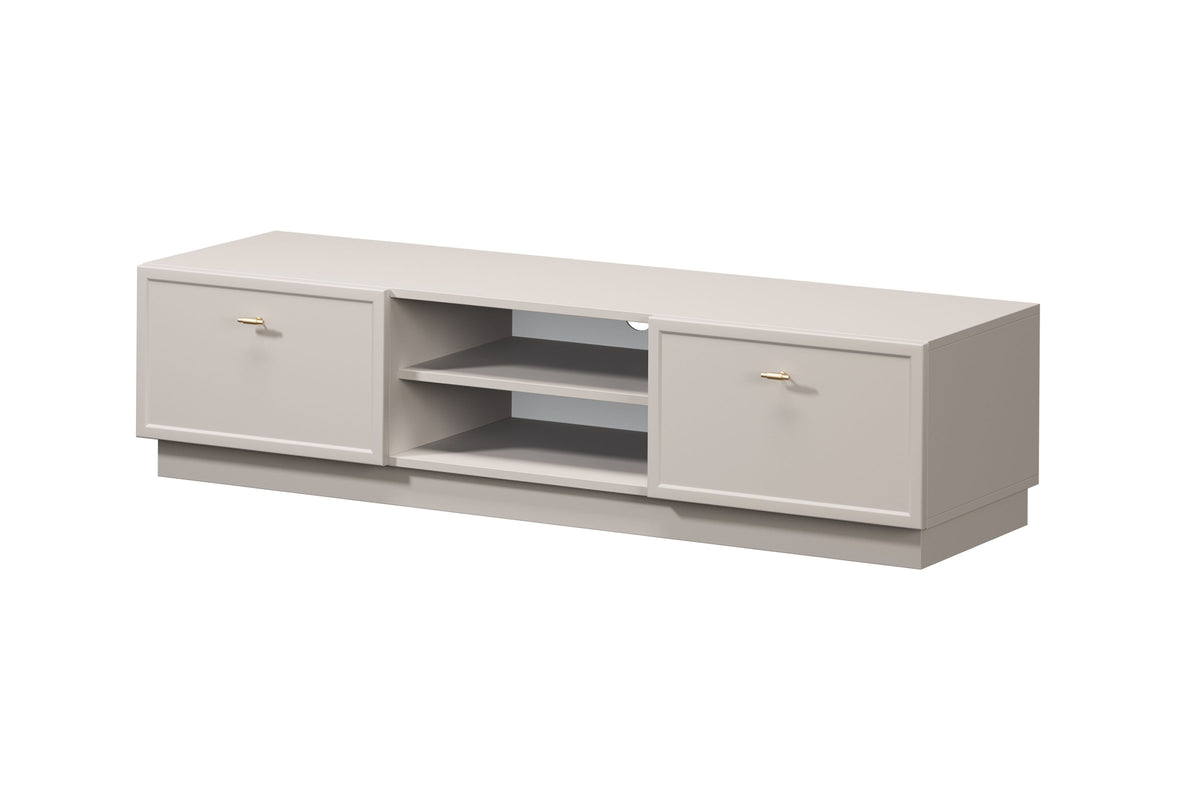 Mobile TV 2 cassetti cashmere con maniglie oro Lora 150x45 cm