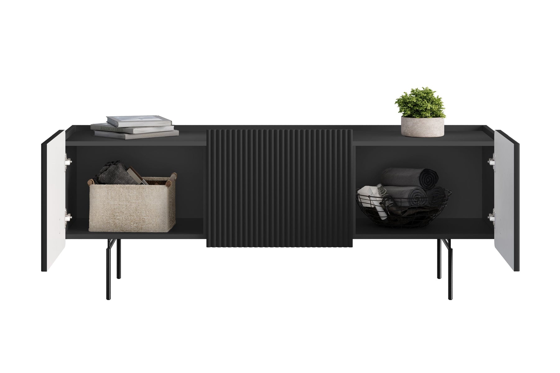 Mobile TV 2 ante 1 cassetto con piede in metallo Miami 150x57 cm