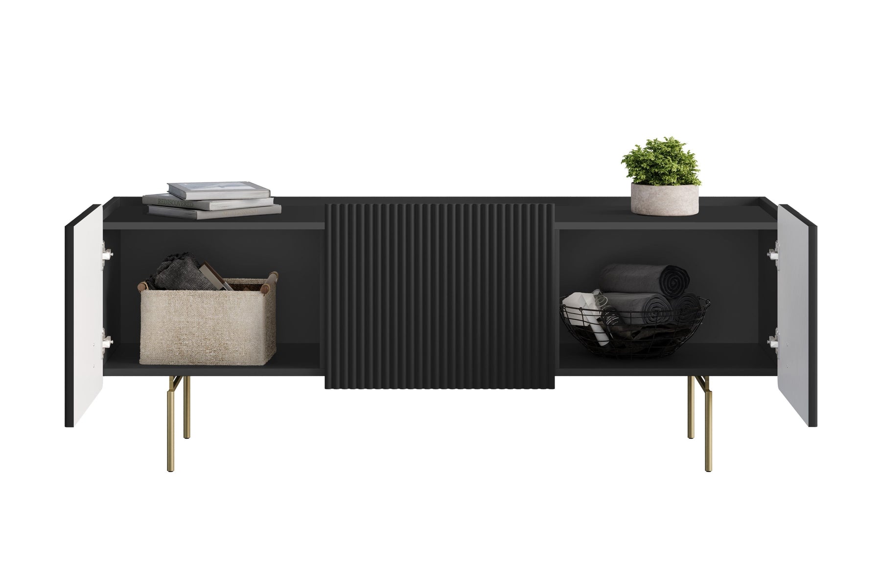 Mobile TV 2 ante 1 cassetto con piede in metallo Miami 150x57 cm
