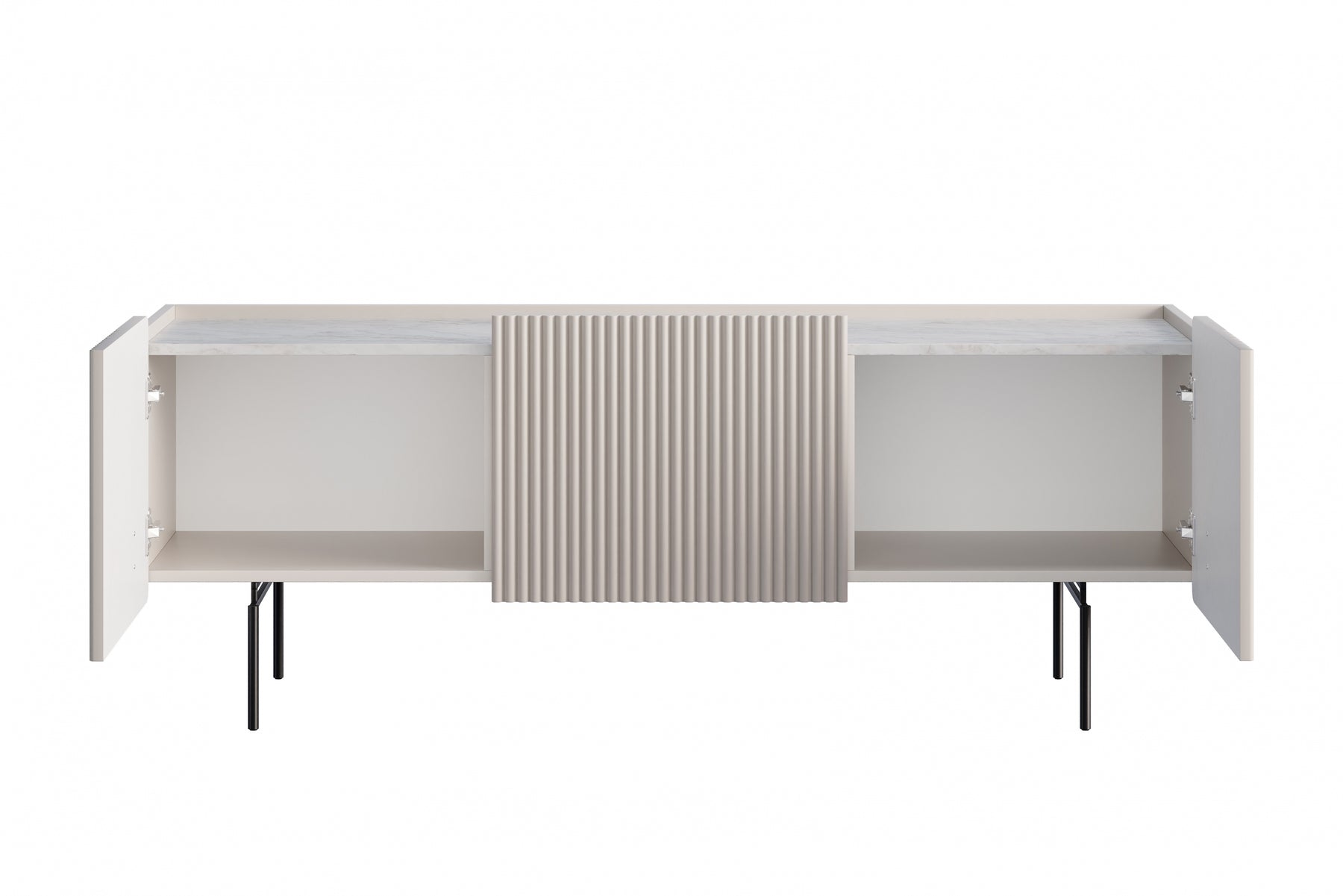 Mobile TV 2 ante 1 cassetto con piede in metallo cashmere Miami 150x57 cm