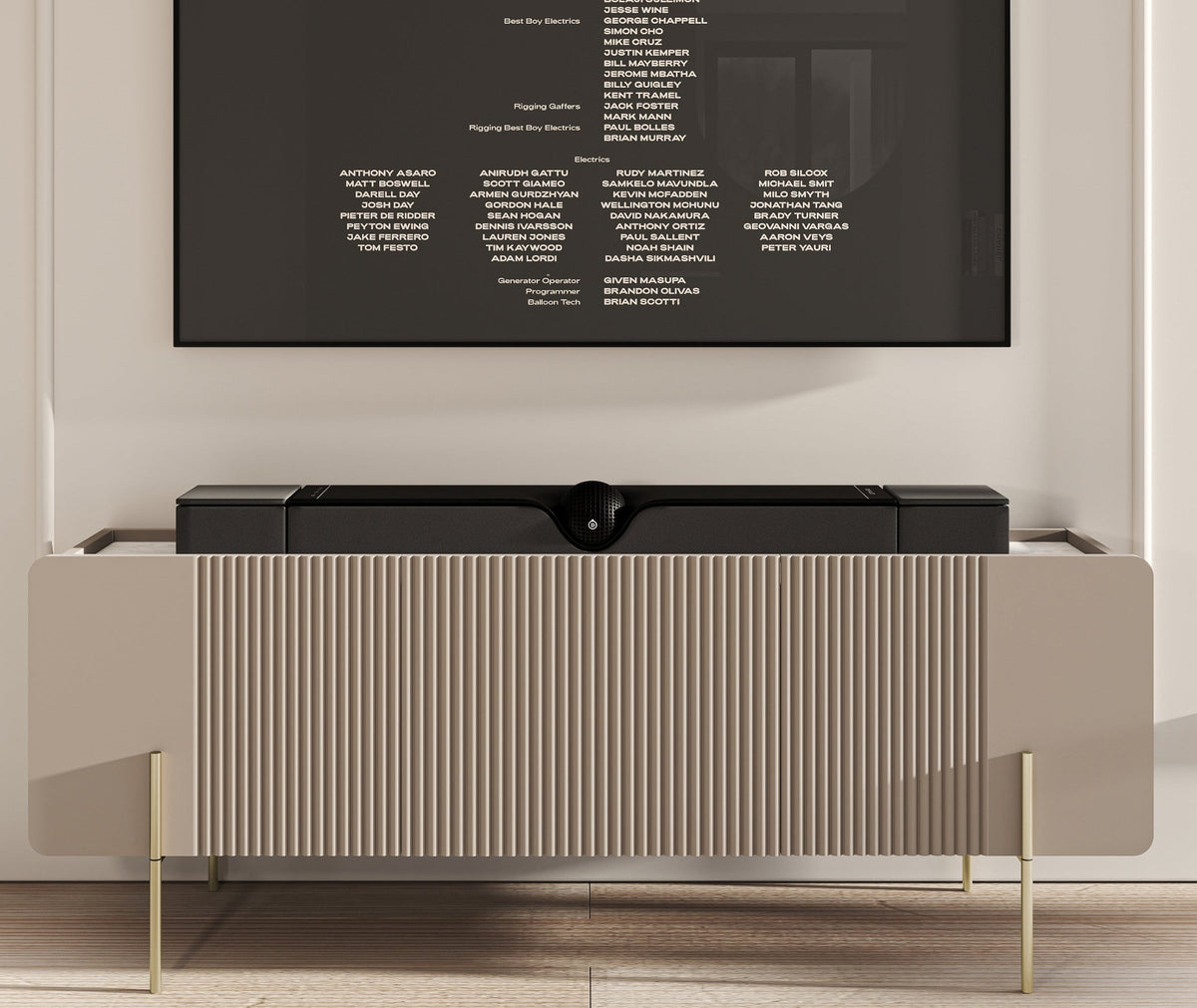 Mobile TV 2 ante 1 cassetto con piede in metallo Miami 150x57 cm