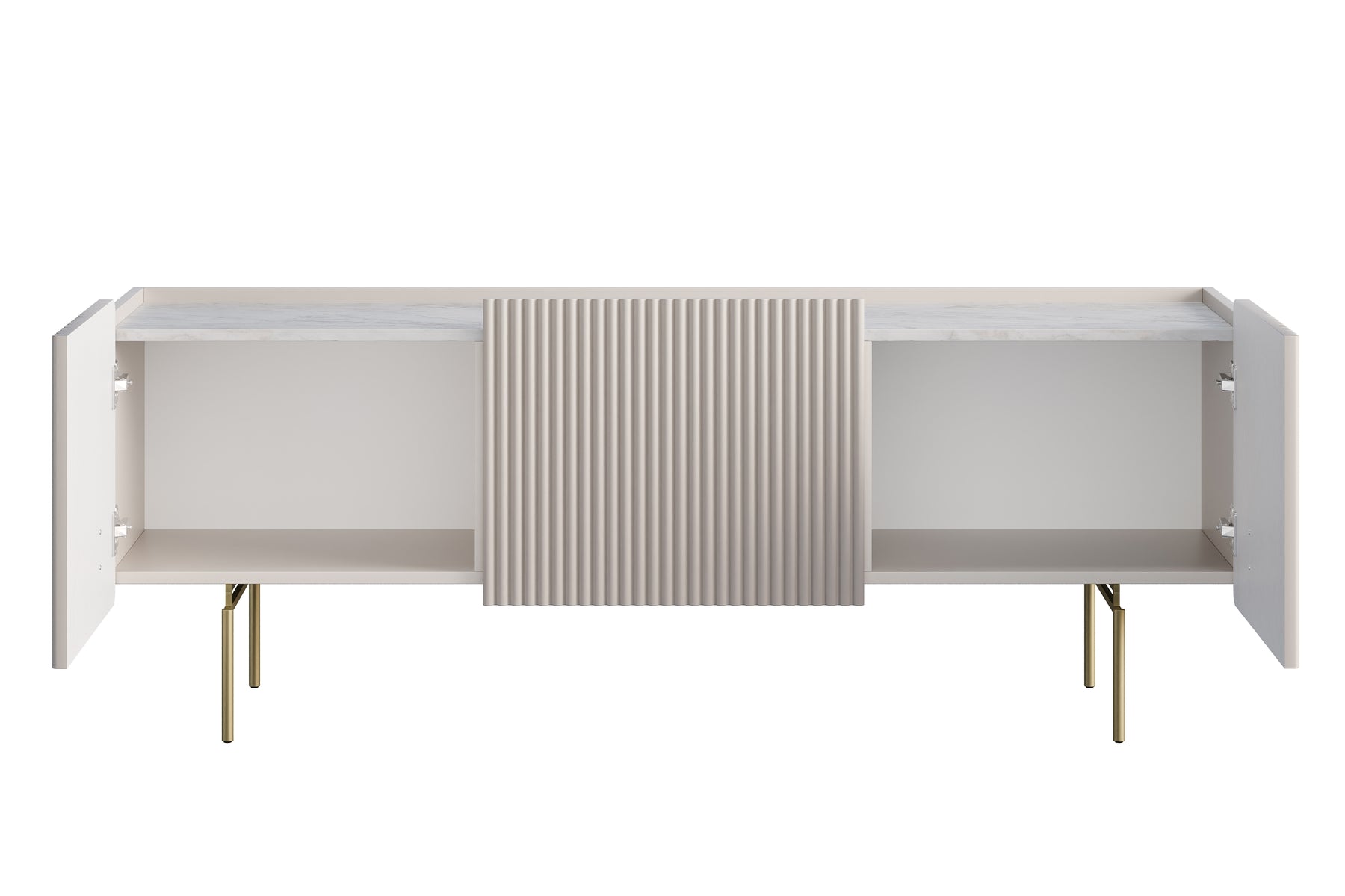 Mobile TV 2 ante 1 cassetto con piede in metallo cashmere Miami 150x57 cm
