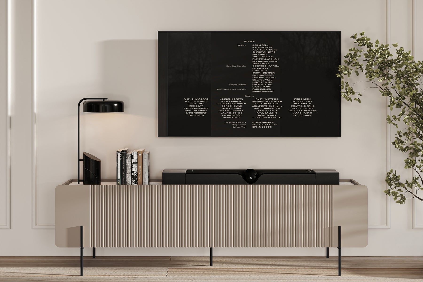 Mobile TV 2 ante 2 cassetti con piede in metallo cashmere Miami 200x57 cm